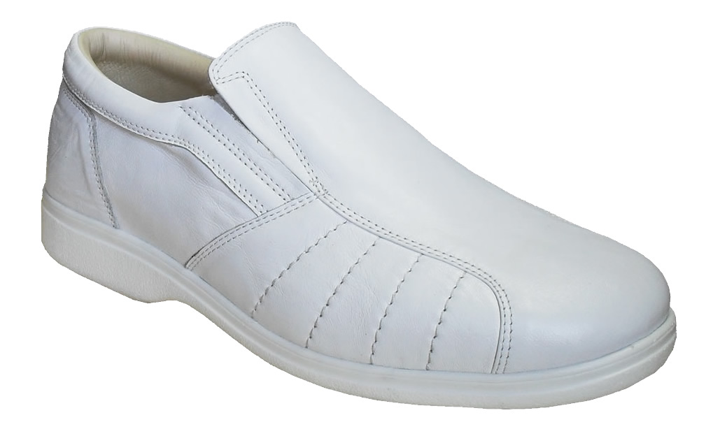 Beyaz Deri Ortopedik Hastane Ayakkabısı Erkek Model OD53B
